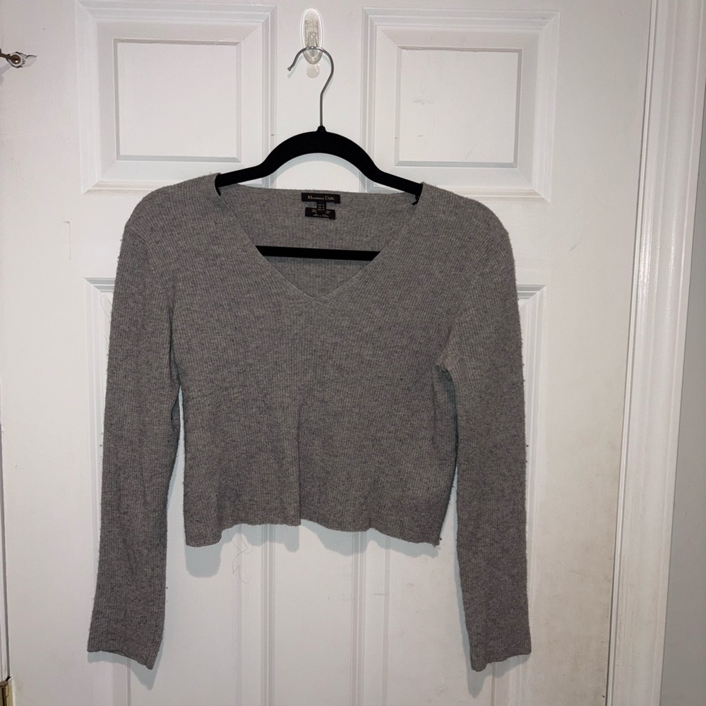 Massimo Dutti Heather Gray Knit Top